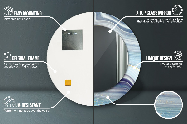 Oglinda rotunda imprimata Marmură albastră