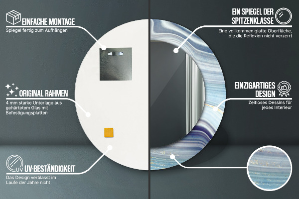 Oglinda rotunda imprimata Marmură albastră