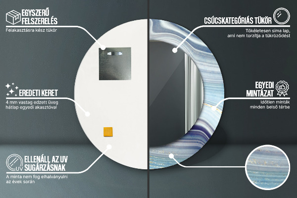 Oglinda rotunda imprimata Marmură albastră