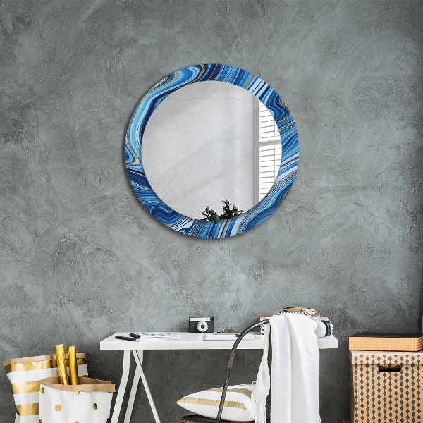 Oglinda cu decor rotunda Marmură albastră