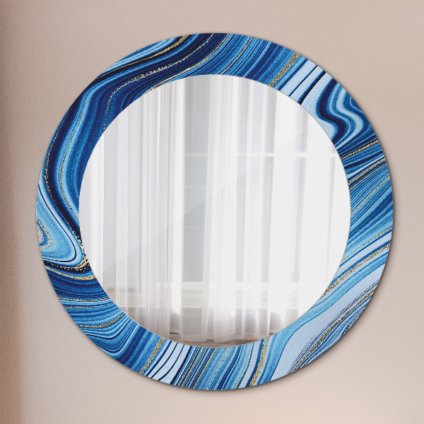 Oglinda cu decor rotunda Marmură albastră
