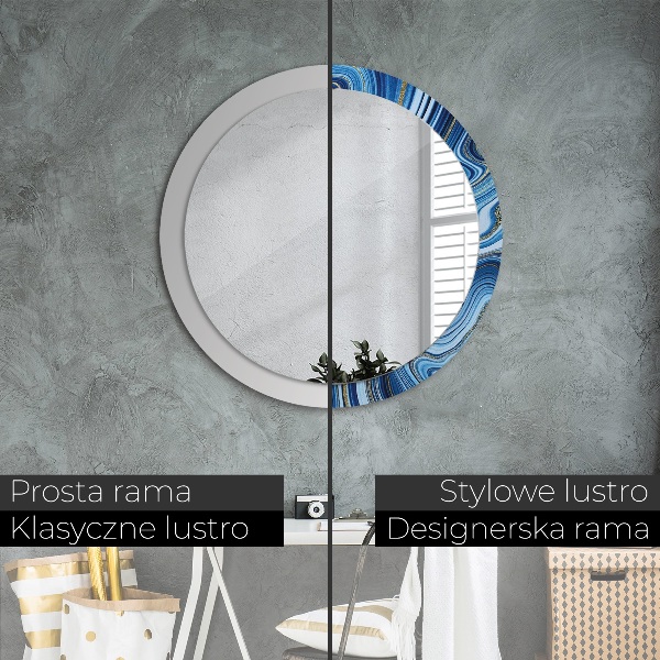 Oglinda cu decor rotunda Marmură albastră