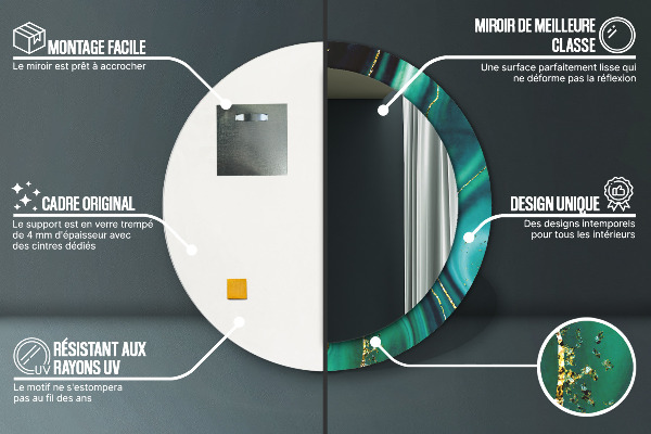 Oglinda cu decor rotunda Marmură de smarald