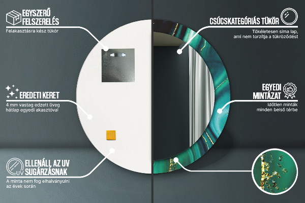 Oglinda cu decor rotunda Marmură de smarald