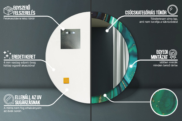 Oglinda cu decor rotunda Marmură de smarald