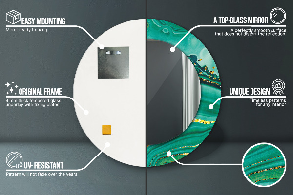 Oglinda cu decor rotunda Agate jaspis marble