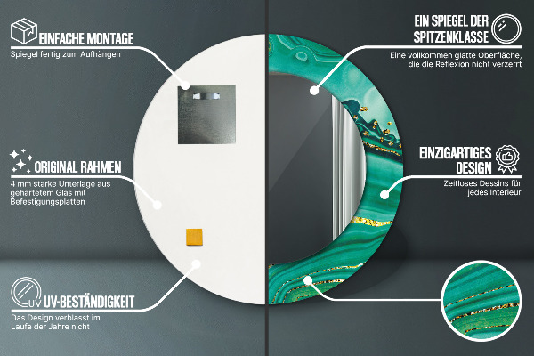 Oglinda cu decor rotunda Agate jaspis marble