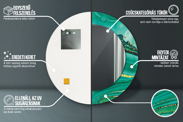 Oglinda cu decor rotunda Agate jaspis marble