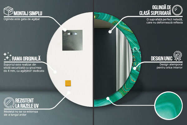 Oglinda cu decor rotunda Agate jaspis marble