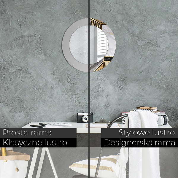 Oglinda cu decor rotunda Marmură și aur