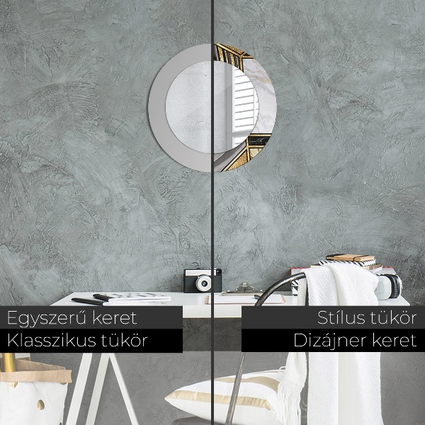 Oglinda cu decor rotunda Marmură și aur