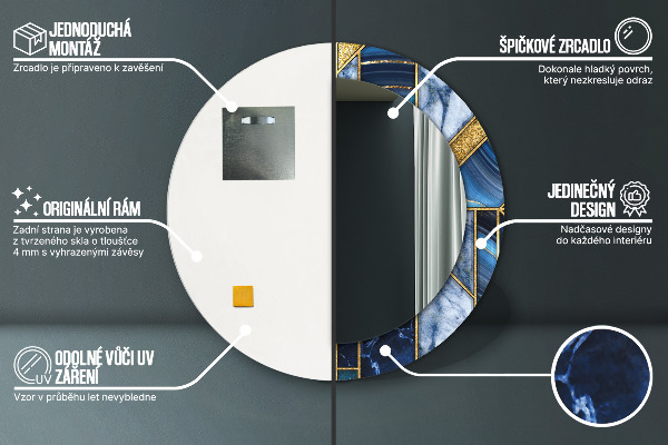 Oglinda cu decor rotunda Marmură modernă