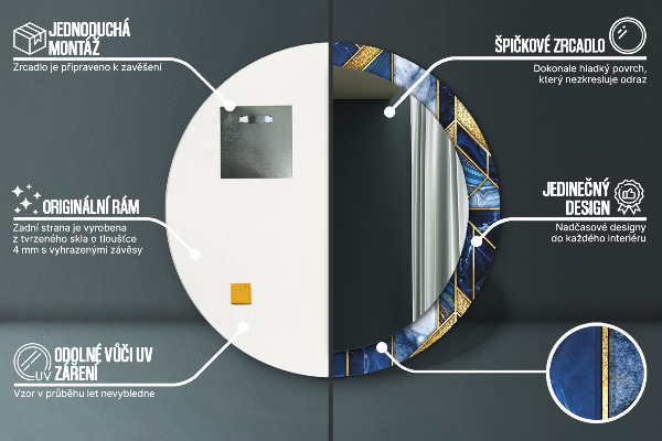 Oglinda cu decor rotunda Marmură modernă