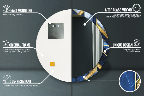 Oglinda cu decor rotunda Marmură modernă