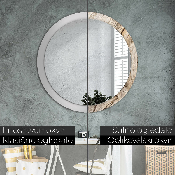 Oglinda cu decor rotunda Lemn crăpat