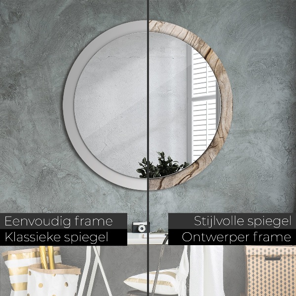 Oglinda cu decor rotunda Lemn crăpat