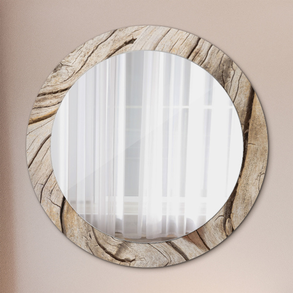 Oglinda cu decor rotunda Lemn crăpat