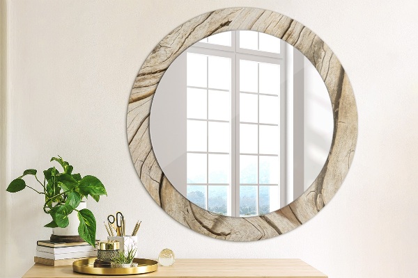 Oglinda cu decor rotunda Lemn crăpat