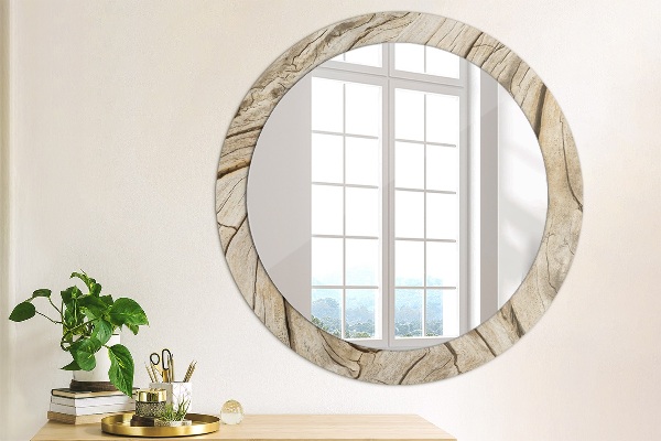 Oglinda cu decor rotunda Lemn crăpat