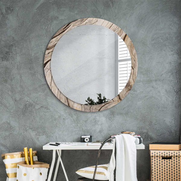 Oglinda cu decor rotunda Lemn crăpat
