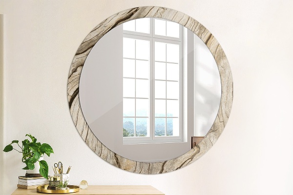 Oglinda cu decor rotunda Lemn crăpat