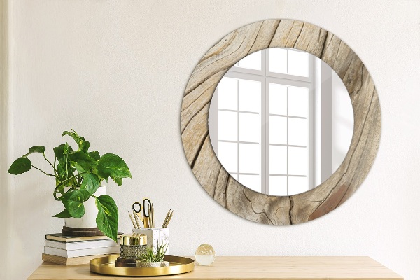 Oglinda cu decor rotunda Lemn crăpat