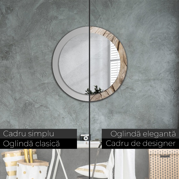 Oglinda cu decor rotunda Lemn crăpat