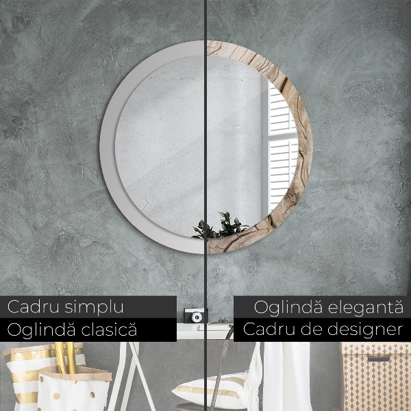 Oglinda cu decor rotunda Lemn crăpat