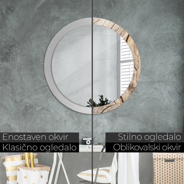 Oglinda cu decor rotunda Lemn crăpat