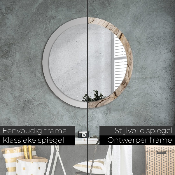 Oglinda cu decor rotunda Lemn crăpat
