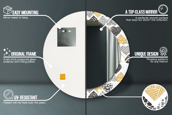 Oglinda cu decor rotunda Inimile lui doodle