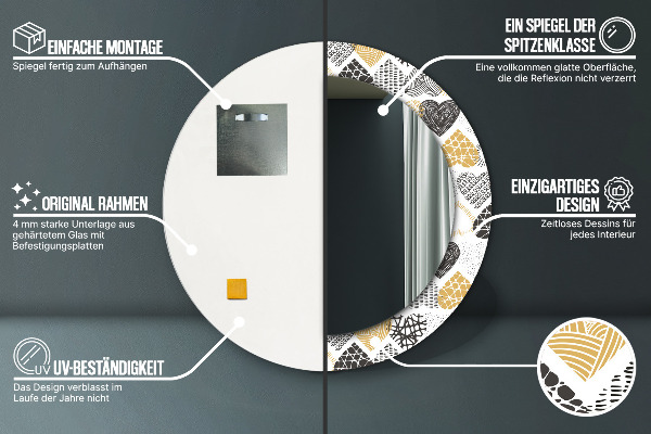 Oglinda cu decor rotunda Inimile lui doodle