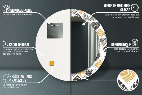 Oglinda cu decor rotunda Inimile lui doodle