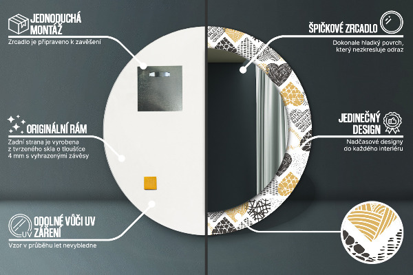 Oglinda cu decor rotunda Inimile lui doodle