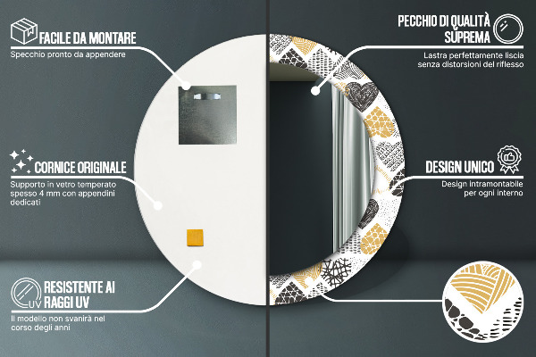 Oglinda cu decor rotunda Inimile lui doodle