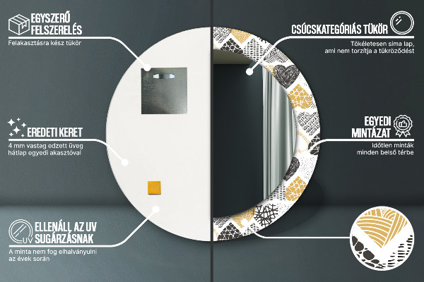 Oglinda cu decor rotunda Inimile lui doodle