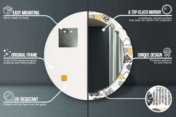 Oglinda cu decor rotunda Inimile lui doodle