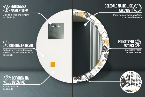 Oglinda cu decor rotunda Inimile lui doodle