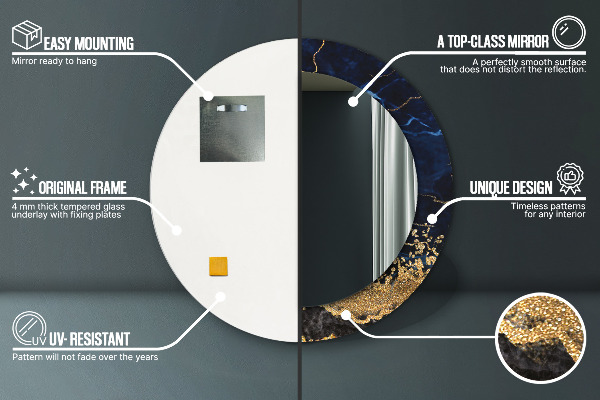 Decoratiuni perete cu oglinda Marmură albastră