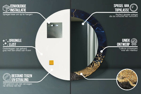 Decoratiuni perete cu oglinda Marmură albastră