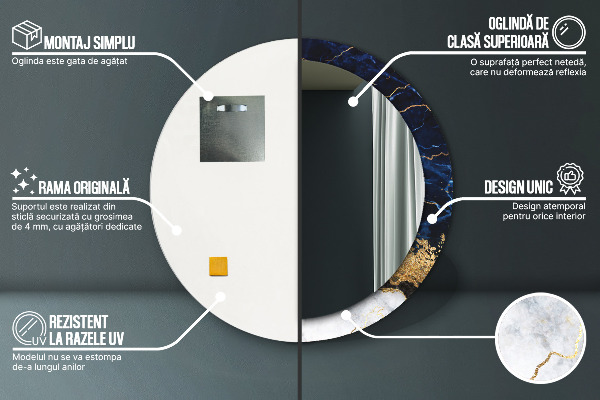 Decoratiuni perete cu oglinda Marmură albastră