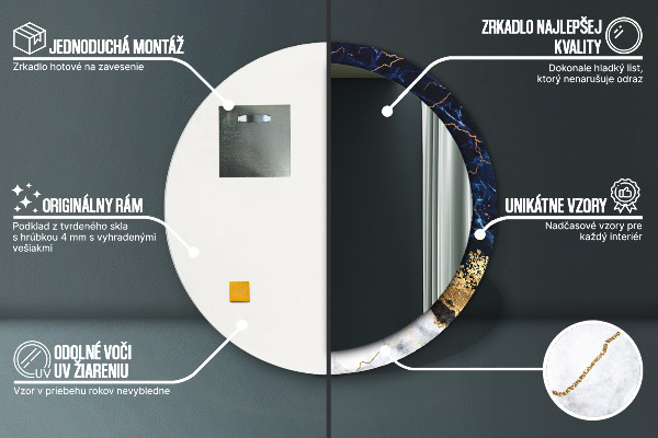 Decoratiuni perete cu oglinda Marmură albastră