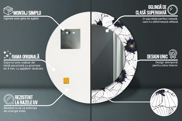 Decoratiuni perete cu oglinda Compoziție de flori liniare