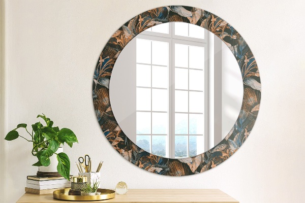 Decoratiuni perete cu oglinda Frunze tropicale întunecate