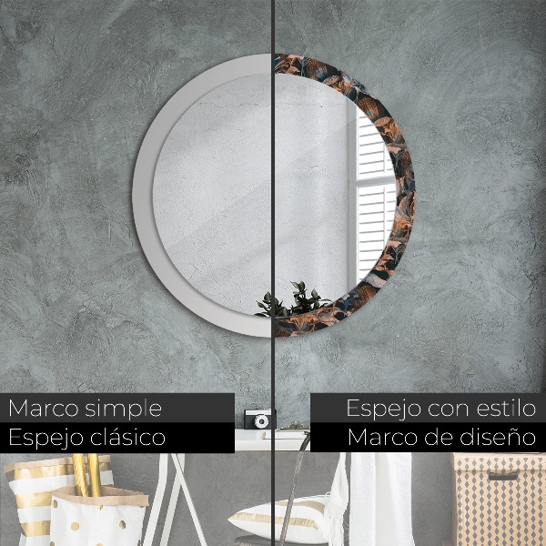 Decoratiuni perete cu oglinda Frunze tropicale întunecate