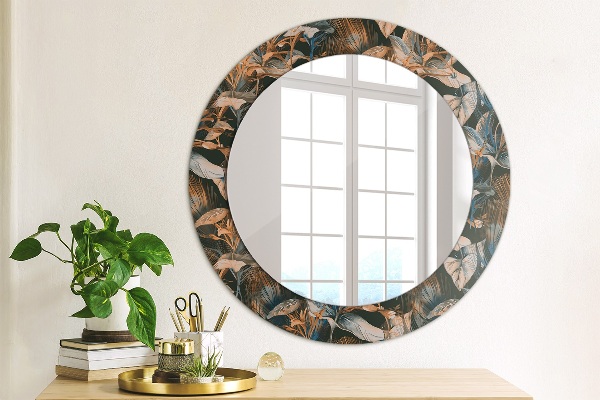 Decoratiuni perete cu oglinda Frunze tropicale întunecate