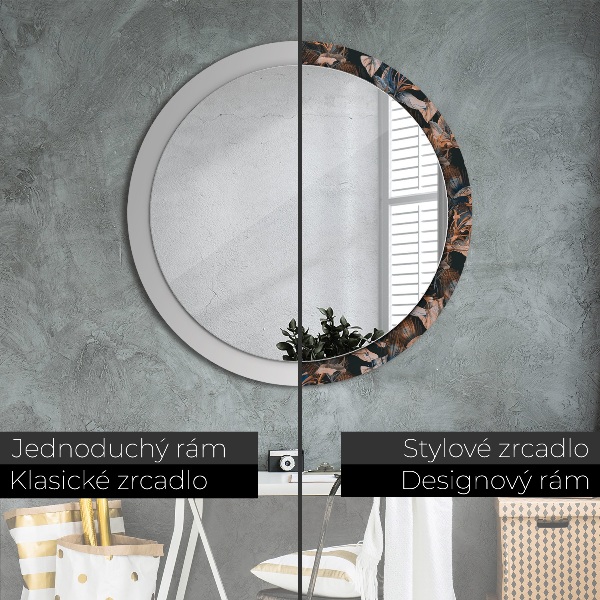 Decoratiuni perete cu oglinda Frunze tropicale întunecate