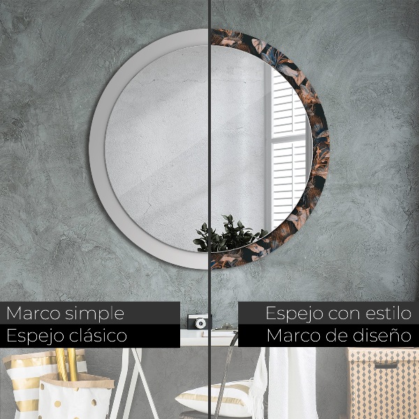 Decoratiuni perete cu oglinda Frunze tropicale întunecate