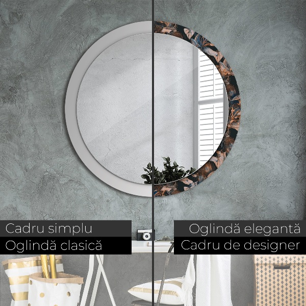 Decoratiuni perete cu oglinda Frunze tropicale întunecate