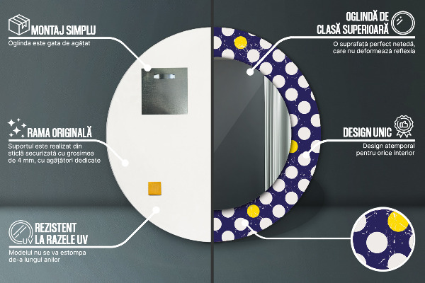 Decoratiuni perete cu oglinda Puncte retro